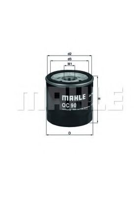 Фильтр масляный Mahle Lanos/Aveo (в карт. коробке) тест  арт. OC90 фото1