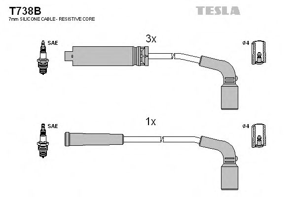 Провода высоковольтные Авео, Ланос 1,5 SOHC силикон (Tesla) фото1