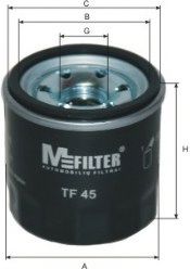 Фильтр масляный двигателя MAZDA, NISSAN, RENAULT (пр-во M-FILTER) NIPPARTS арт. TF45 фото1