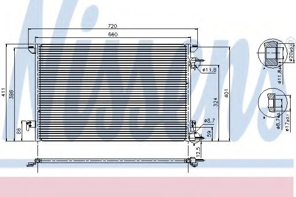Радиатор кондиционера FIAT; OPEL (пр-во Nissens) DENSO арт. 94598 фото1