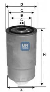Фильтр топливный FIAT DOBLO, STILO 1.9 JTD 03- (OE) (пр-во UFI) GOODWILL арт. 24H2O04 фото1