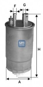 Фильтр топливный FIAT DOBLO 1.9 JTD 01-, 1.3 MTJD 10- (OE) (пр-во UFI) QUINTONHAZELL арт. 24ONE00 фото1