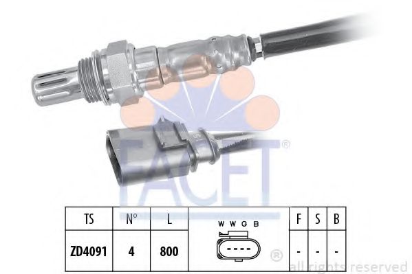 Датчик кислорода (лямбда-зонд) VW Golf/Passat/Tiguan 1.2-2.0 TSI/TDI 12-> (10.8199) Facet фото1