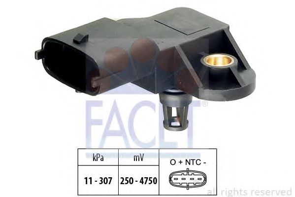 Датчик давления наддува (4 конт.) FIAT DOBLO/DUCATO 1.3D-3.0D 99- (10.3082) Facet фото1
