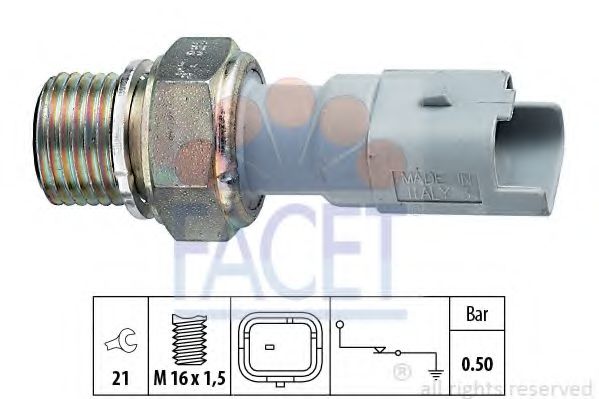 Датчик давления масла (0,5bar/1 конт./серый)BERLINGO/JUMPER/DUCATO 1.4-3.0 93- (7.0130) Facet FORD арт. 70130 фото1