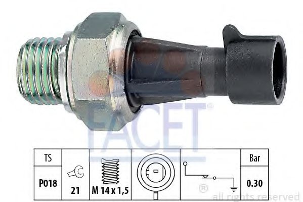 Датчик давления масла (0,3bar/1 конт./черный) Doblo/Ducato/Combo/Astra 0.8-2.5 84- (7.0096) Facet  арт. 70096 фото1