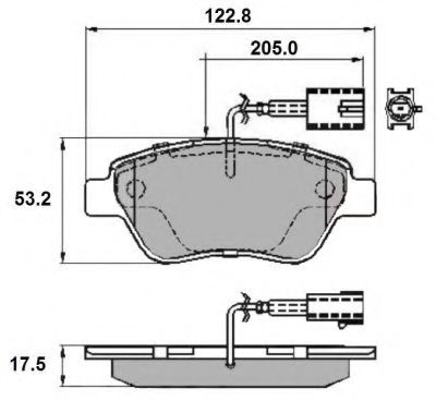 Гальмівні колодки пер. Doblo 01- (Bosch) (122.8x53.6) з датчиком FIAT арт. NP2142 фото1