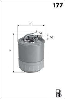 Фiльтр паливний (h=128 mm) (з отвором для датчика води)DB W169/204/211 Sprinter/Vito/Viano CLEANFILTERS арт. ELG5342 фото1