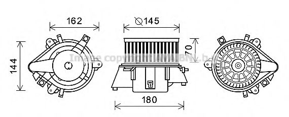 Вентилятор отопителя салона Fiat Doblo I 01>10 AC+ (FT8438) AVA VALEO арт. FT8438 фото1