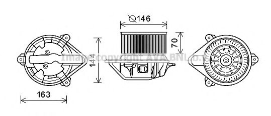Вентилятор отопителя салона Renault Master Opel Movano 1,9D 2,2D 2,5D 2,8D 01> AC+ (RT8577) AVA фото1