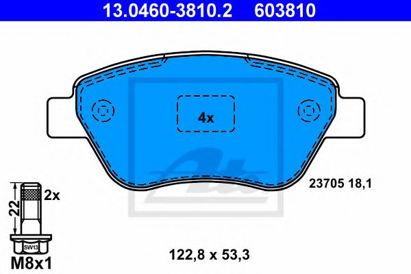 Комплект тормозных колодок, дисковый тормоз BREMBO арт. 13046038102 фото1