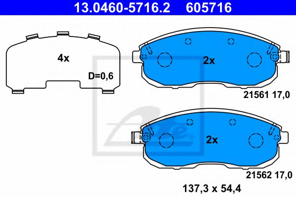 Колодки дискового тормоза BREMSI арт. 13046057162 фото1