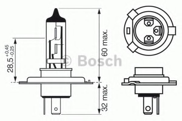 Лампа накаливания H4 12V 60/55W LONGLIFE DAYTIME (пр-во Bosch) VALEO арт. 1987302048 фото1
