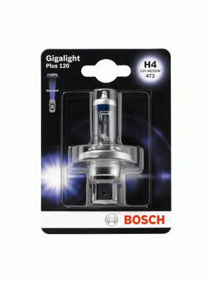 Лампа накаливания H4 12V 60/55W P43t GigaLight +120 (blister 1шт) (пр-во Bosch) GE арт. 1987301109 фото1