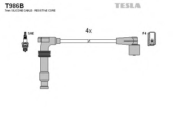 Провода свечные Лачетти 1,8 (силикон) Tesla  арт. T986B фото1