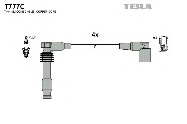 Провода свечные Лачетти 1,8 (силикон) с медной жилой Tesla BERU арт. T777C фото1