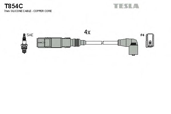 Провода высоковольтные, комплект Vw Caddy iii 1.6 (04-15),Vw Caddy iii 1.6 (11-15) (T854C) TESLA BLATNA  арт. T854C фото1