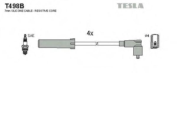 Комплект кабелiв запалювання  арт. T498B фото1