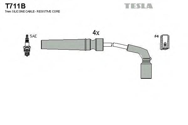 Провода высоковольтные Ланос 1,6 DOHC силикон (Tesla) CHEVROLET арт. T711B фото1