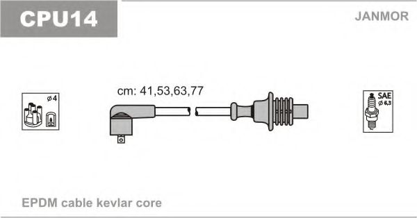 К-кт високовольтних проводiв Citroen, Peugeot 1.6-2.0 89-  арт. CPU14 фото1