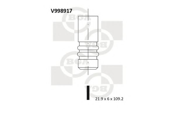 Клапан випуск. 1.3JTD/HDi Doblo 04-/Combo 05-/Nemo/Bipper 10- (21.9x6x109.2) AE арт. V998917 фото1
