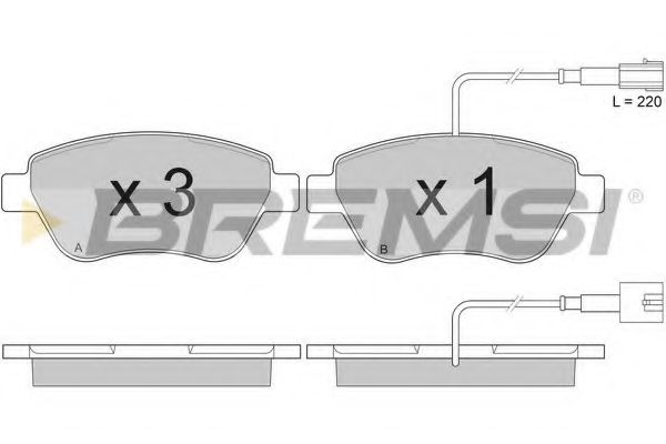 Гальмівні колодки пер. Doblo 01- (Bosch) (122.8x53.6) з датчиком LPR арт. BP2942 фото1