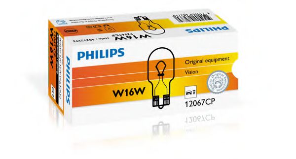 Лампа накаливания W16W12V 16W W 2,1X9,5d (пр-во Philips) фото1