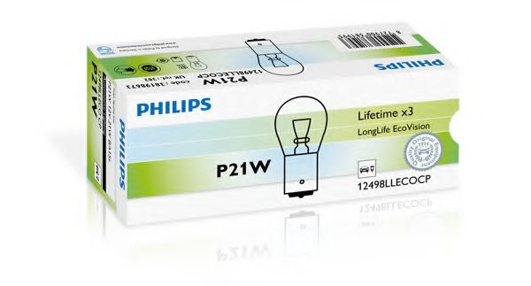 Лампа накаливания P21W 12V 21W BA15s LongerLife EcoVision (пр-во Philips) GE арт. 12498LLECOCP фото1