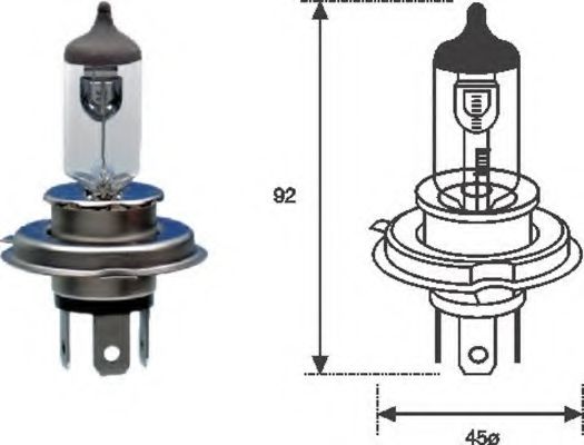 H4 12 Лампа накаливания (H4 12V 60/55W) GE арт. 002555100000 фото1