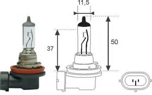 Лампа накаливания H8 12V 35W PGJ19-1 (пр-во Magneti Marelli) NARVA арт. 002547100000 фото1